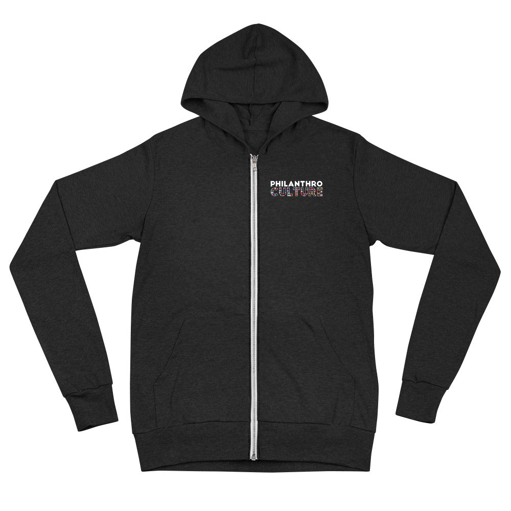 PhilanthroCulture Unisex zip hoodie